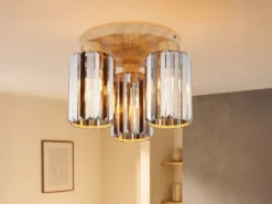 Moderne LED Deckenleuchte 3-flammig mit Rauchglas Kristall Ø 35cm