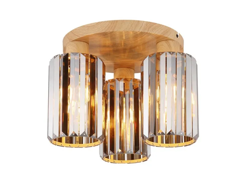 Moderne LED Deckenleuchte 3-flammig mit Rauchglas Kristall Ø 35cm