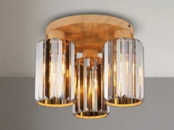 Moderne LED Deckenleuchte 3-flammig mit Rauchglas Kristall Ø 35cm
