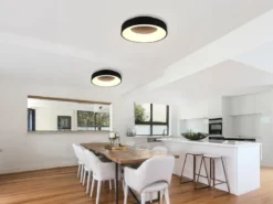 Moderne LED Deckenleuchte GIRONA Schwarz dimmbar über Lichtschalter, Ø 45cm