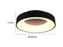 Moderne LED Deckenleuchte GIRONA Schwarz dimmbar über Lichtschalter, Ø 45cm