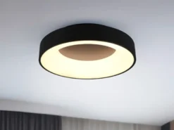 Moderne LED Deckenleuchte GIRONA Schwarz dimmbar über Lichtschalter, Ø 45cm