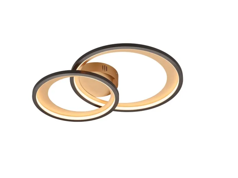 Moderne LED Deckenleuchte GRANADA dimmbar, Schwarz Gold, Breite 59cm