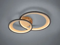 Moderne LED Deckenleuchte GRANADA dimmbar, Schwarz Gold, Breite 59cm