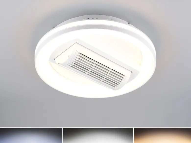 Moderne LED Deckenleuchte KURULA mit Fernbedienung und Ventilator Ø 48cm