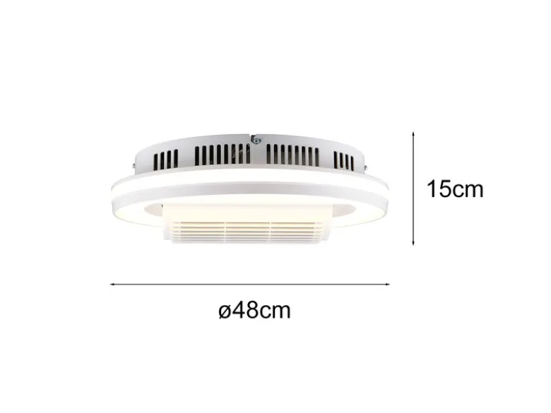 Moderne LED Deckenleuchte KURULA mit Fernbedienung und Ventilator Ø 48cm