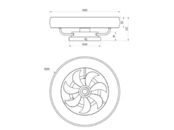 Moderne LED Deckenleuchte MUONIO Schwarz mit Ventilator und Fernbedienung Ø 40cm