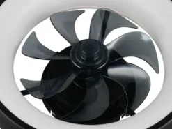 Moderne LED Deckenleuchte MUONIO Schwarz mit Ventilator und Fernbedienung Ø 40cm