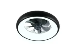 Moderne LED Deckenleuchte MUONIO Schwarz mit Ventilator und Fernbedienung Ø 40cm