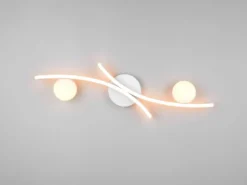 Moderne LED Deckenleuchte NAPOLI Weiß, dimmbar mit 2 Glaskugeln, Breite 70cm