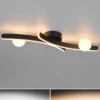 Moderne LED Deckenleuchte NAPOLI Schwarz, dimmbar mit 2 Glaskugeln, Breite 70cm