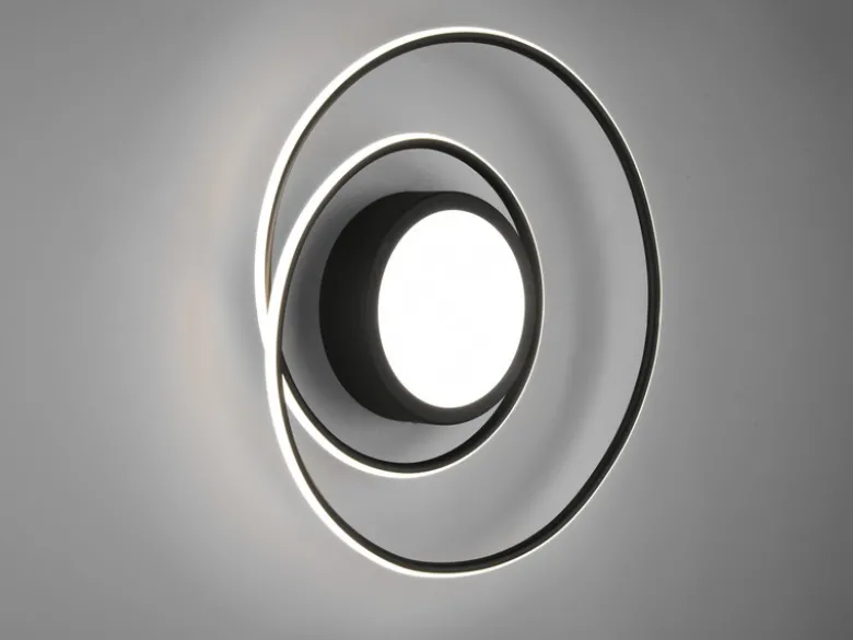 Moderne LED Deckenleuchte YAVA hell & dimmbar mit Fernbedienung, Schwarz Ø 60cm