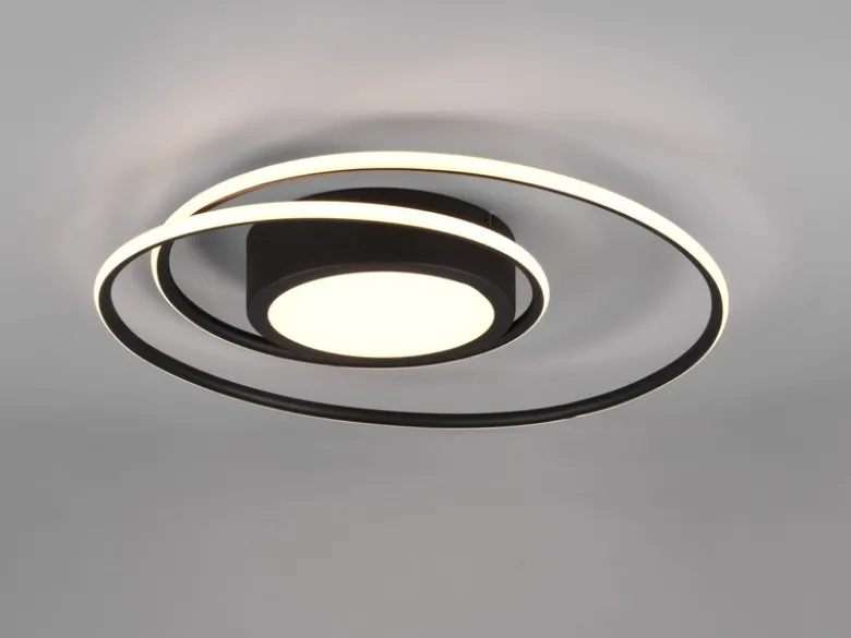 Moderne LED Deckenleuchte YAVA hell & dimmbar mit Fernbedienung, Schwarz Ø 60cm