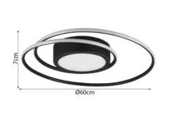 Moderne LED Deckenleuchte YAVA hell & dimmbar mit Fernbedienung, Schwarz Ø 60cm