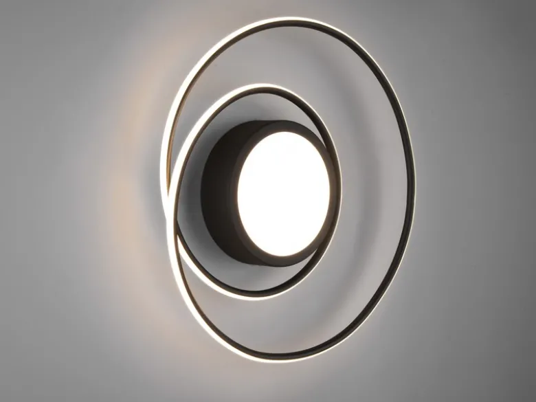 Moderne LED Deckenleuchte YAVA hell & dimmbar mit Fernbedienung, Schwarz Ø 60cm