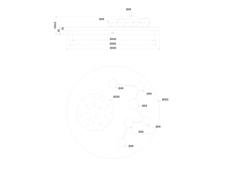 Moderne LED Deckenleuchte ZODIAC dimmbar über Schalter, 5.100 Lumen hell Ø 50cm