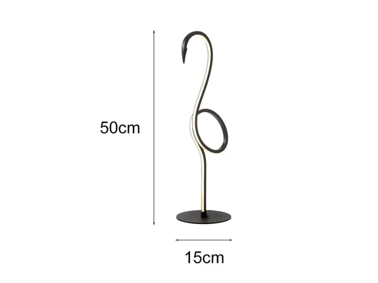 Moderne LED Deko Tischlampe FLAMINGO Schwarz, Höhe 50cm