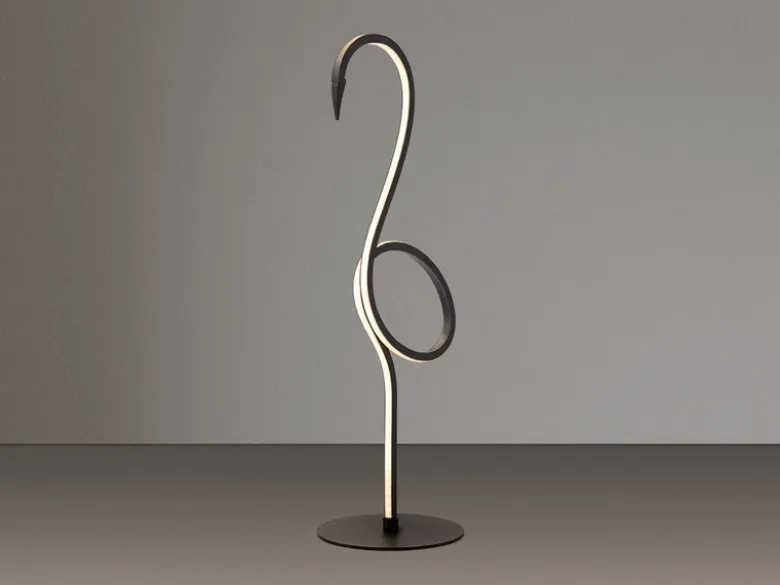 Moderne LED Deko Tischlampe FLAMINGO Schwarz, Höhe 50cm