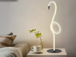 Moderne LED Deko Tischlampe FLAMINGO Weiß, Höhe 50cm