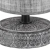 Moderne LED Keramik Tischleuchte Stofflampenschirm in Grau, Höhe 20cm