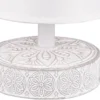 Moderne LED Keramik Tischleuchte Stofflampenschirm in Weiß, Höhe 20cm