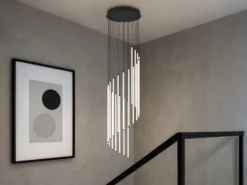 Moderne LED Pendelleuchte BAXTER dimmbar, extra lang, Schwarz, Höhe 220cm