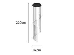 Moderne LED Pendelleuchte BAXTER dimmbar, extra lang, Schwarz, Höhe 220cm