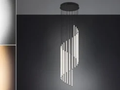 Moderne LED Pendelleuchte BAXTER dimmbar, extra lang, Schwarz, Höhe 220cm