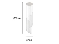 Moderne LED Pendelleuchte BAXTER dimmbar, extra lang, Hellgrau, Höhe 220cm