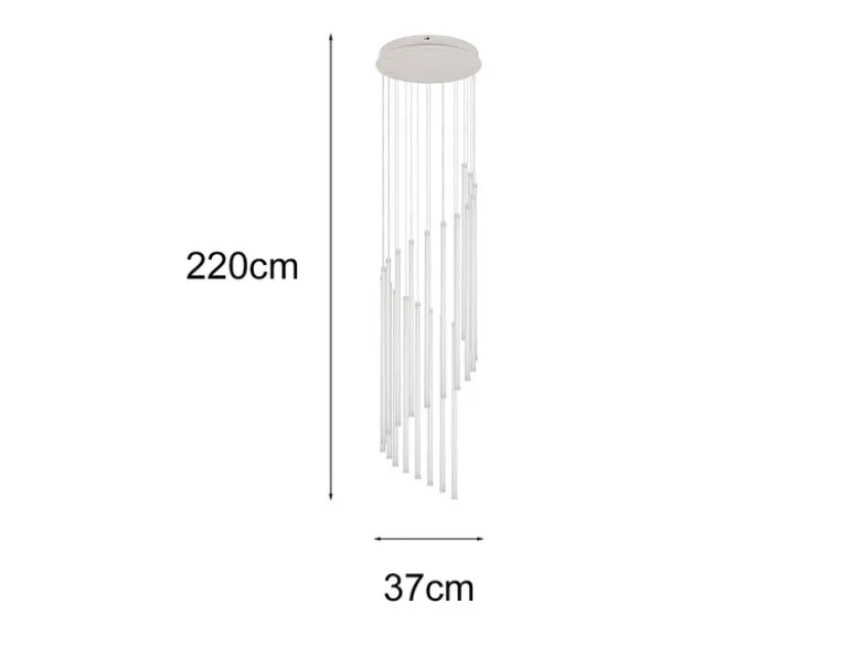 Moderne LED Pendelleuchte BAXTER dimmbar, extra lang, Hellgrau, Höhe 220cm