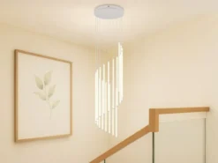 Moderne LED Pendelleuchte BAXTER dimmbar, extra lang, Hellgrau, Höhe 220cm
