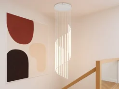 Moderne LED Pendelleuchte BAXTER dimmbar, extra lang, Hellgrau, Höhe 220cm