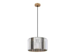 Moderne LED Pendelleuchte einflammig mit Rauchglas Kristall Ø 35cm