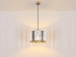 Moderne LED Pendelleuchte einflammig mit Rauchglas Kristall Ø 35cm