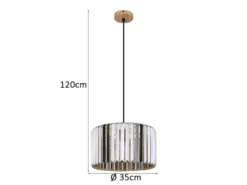 Moderne LED Pendelleuchte einflammig mit Rauchglas Kristall Ø 35cm