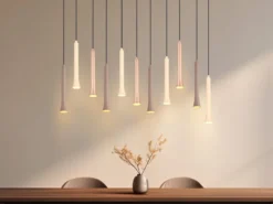 Moderne LED Pendelleuchte FIATO dimmbar 11-flammig mehrfarbig, Breite 115cm