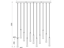 Moderne LED Pendelleuchte FIATO dimmbar 11-flammig mehrfarbig, Breite 115cm