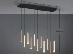 Moderne LED Pendelleuchte FIATO dimmbar 11-flammig mehrfarbig, Breite 115cm