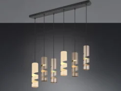 Moderne LED Pendelleuchte 6-flammig aus Metall in Coffee Tönen, B:100cm