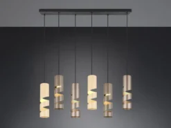 Moderne LED Pendelleuchte 6-flammig aus Metall in Coffee Tönen, B:100cm