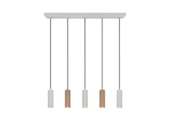 Moderne LED Pendelleuchte 5-flammig aus Metall Grau & Coffee, Breite 85cm