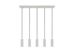 Moderne LED Pendelleuchte 5-flammig aus Metall Hellgrau, Breite 85cm