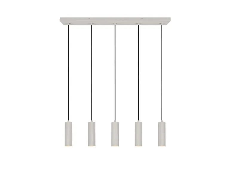 Moderne LED Pendelleuchte 5-flammig aus Metall Hellgrau, Breite 85cm