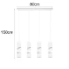 Moderne LED Pendelleuchte 4-flammig aus Metall in Weiß, Breite 80cm