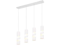 Moderne LED Pendelleuchte 4-flammig aus Metall in Weiß, Breite 80cm