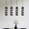 Moderne LED Pendelleuchte 4-flammig aus Metall in Schwarz, Breite 80cm