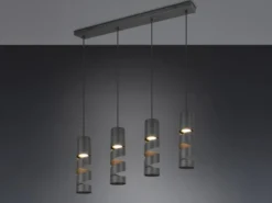 Moderne LED Pendelleuchte 4-flammig aus Metall in Schwarz, Breite 80cm