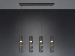 Moderne LED Pendelleuchte 4-flammig aus Metall in Schwarz, Breite 80cm
