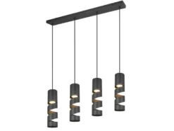 Moderne LED Pendelleuchte 4-flammig aus Metall in Schwarz, Breite 80cm