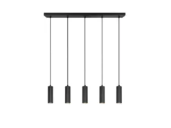 Moderne LED Pendelleuchte 5-flammig aus Metall Schwarz, Breite 85cm